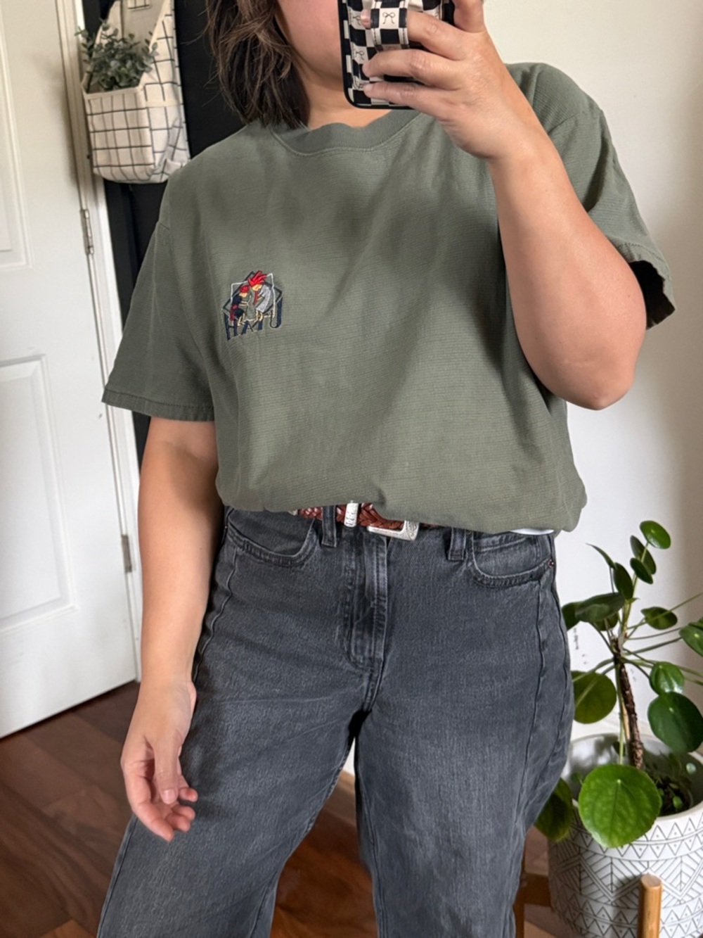 Vintage 90s Oneita Single Stitch Boxy Relaxed Texture Green Pullover Tee. L